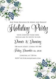 White poinsettia flower berry invitation Christmas party flyer 5x7 in invitation editor