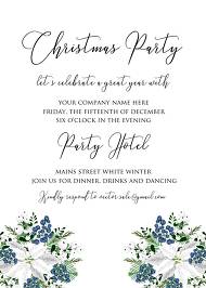 White poinsettia flower berry invitation Christmas party flyer 5x7 in template