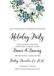 White poinsettia flower berry invitation Christmas party flyer 5x7 in personalized invitation