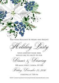 White poinsettia flower berry invitation Christmas party flyer 5x7 in wedding invitation maker