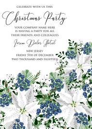 White poinsettia flower berry invitation Christmas party flyer 5x7 in wedding invitation maker
