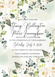 White rose peony greenery watercolor wedding invitation free custom online editor 5x7